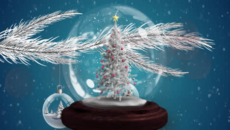 Animation-of-snow-falling-over-christmas-snow-ball