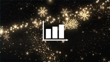 Animation-of-statistics-infographic-over-christmas-star-falling-on-black-background