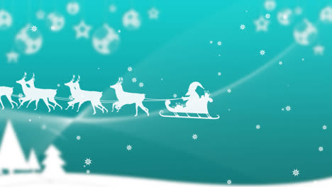 Animation-of-santa-close-sleigh-over-blue-background