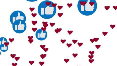 Animation-of-media-and-heart-icons-on-white-background