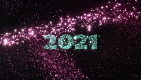 Animation-of-2021-text,-fireworks-and-christmas-star-falling