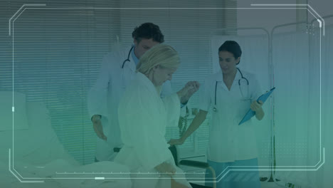 Animation-of-digital-interface-over-diverse-doctors-and-patient-background