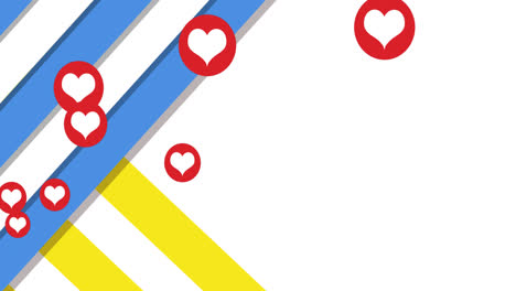 Animation-of-hearts-and-stripes-over-flag-of-ukraine