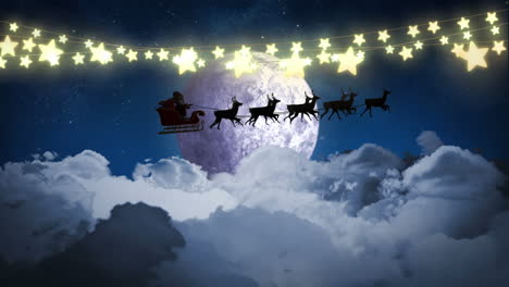 Animation-Von-Fröhlichen-Lichtern-über-Dem-Schlitten-Des-Weihnachtsmanns