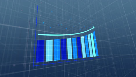 Animation-of-financial-data-processing-over-blue-background