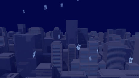 Animation-Sinkender-Zahlen-über-Dem-Stadtbild
