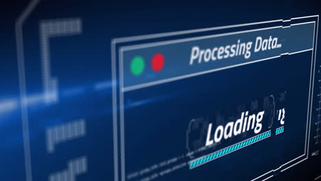 Animation-of-data-processing-with-loading-bar-on-blue-background