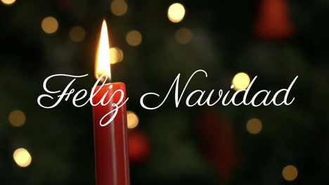Animation-of-feliz-navidad-over-christmas-candles