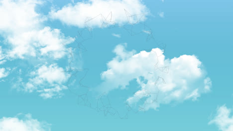Animación-De-Forma-Digital-Giratoria-Sobre-Las-Nubes-Y-El-Cielo