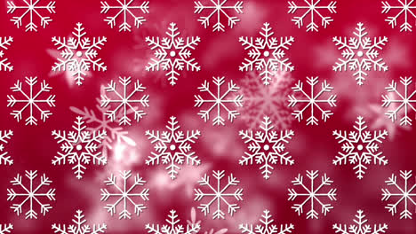 Animation-of-snow-falling-over-red-background