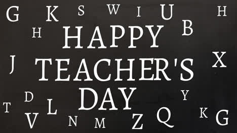 Animation-of-happy-teacher's-day-text-over-letters-on-green-background