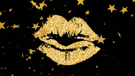 Animation-of-moving-stars-over-lips-on-black-background