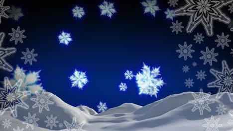 Animación-De-Nieve-Cayendo-Sobre-Fondo-Azul