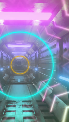 Animation-Von-Neonkreisen-über-Einem-Tunnel