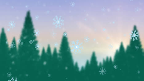 Animation-of-snow-falling-in-winter-forest