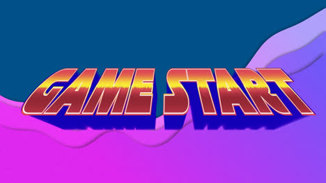 Animation-of-game-start-on-blue-and-pink-background