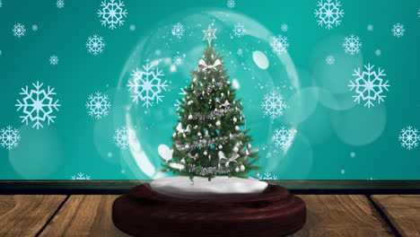 Animation-Fallender-Schneeflocken-über-Der-Weihnachtsschneekugel