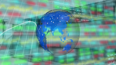 Animation-of-globe-over-financial-graphs-and-data