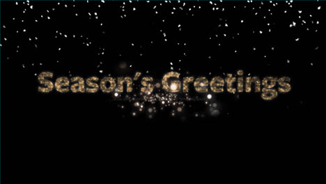 Seasons-greeting-text-against-fireworks-bursting-and-snow-falling-against-black-background