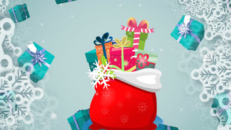 Animation-Von-Fallenden-Geschenken-über-Einem-Weihnachtsmannsack