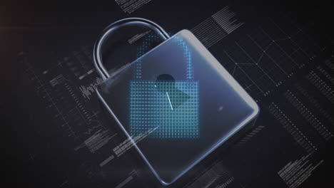 Animation-of-data-processing-and-online-security-padlock