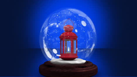 Animation-Einer-Schneekugel-Auf-Blauem-Hintergrund