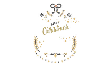 Animation-of-christmas-season's-greeting-over-decorations-on-white-background