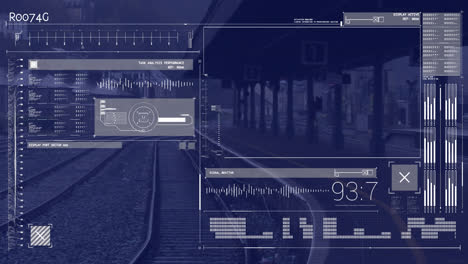Animation-of-data-processing-on-screen-over-train-station