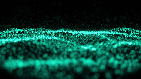 Animation-of-green-glowing-mesh-moving-on-black-background