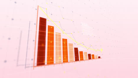 Animation-of-financial-data-processing-over-pink-background