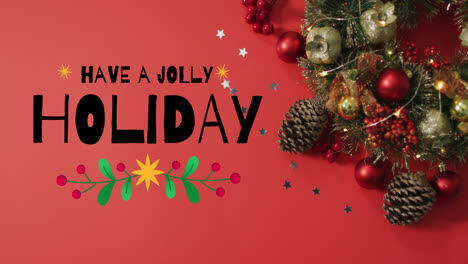 Animation-Mit-Dem-Text-„Have-A-Holly-Jolly“-über-Weihnachtsdekorationen