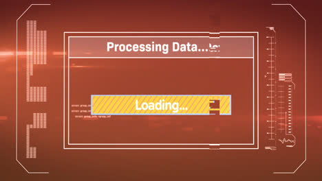 Animation-of-data-processing-with-loading-bar-on-red-background