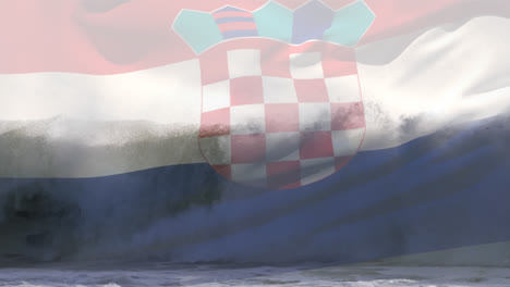 Animation-of-flag-of-croatia-blowing-over-seascape