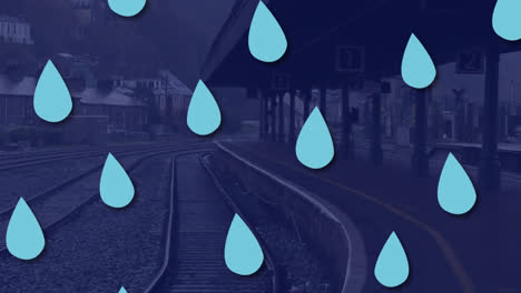 Animation-of-water-drops-over-train-platform