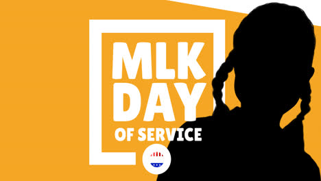 Animation-of-happy-martin-luther-king-day-text-over-silhouette-of-girl