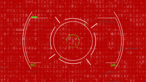 Animation-of-scope-with-binary-coding-data-processing-on-red-background