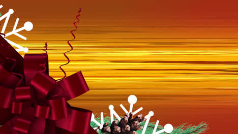 Animation-Der-Weihnachtsdekoration-über-Streifen-Auf-Orangefarbenem-Hintergrund