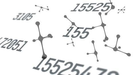 Animation-of-molecules-over-changing-numbers-on-grey-background