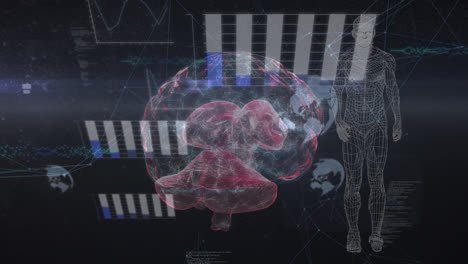 Animation-Der-Datenverarbeitung-Und-Des-Digitalen-Menschen-Und-Gehirns-Auf-Blauem-Hintergrund