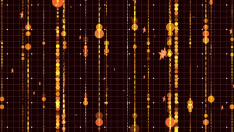 Animation-of-glowing-spots-and-stars-on-black-background