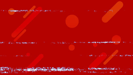 Animation-of-glitch-and-shapes-on-red-background