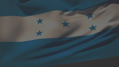 Animation-Der-Flagge-Von-Honduras,-Die-über-Einem-Feuerwerk-Weht
