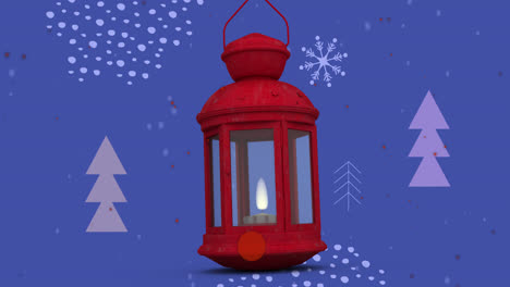 Animation-of-christmas-lantern-over-christmas-tree-pattern