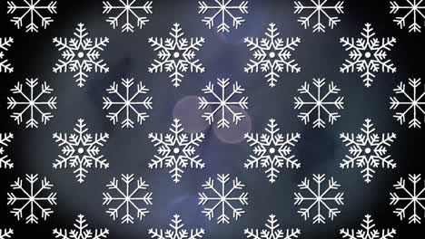 Animation-of-red-pattern-moving-over-rows-of-snowflakes