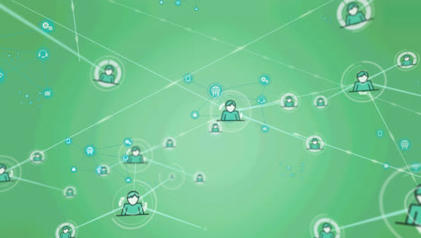 Animation-of-network-of-connections-over-on-green-background