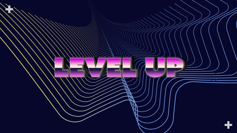 Animation-of-level-up-text-over-moving-lines