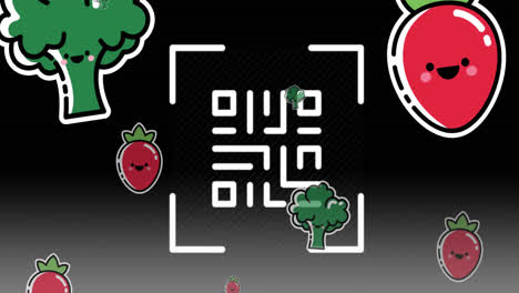 Animation-of-qr-code-and-vegetable-icons