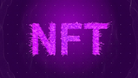 Animation-of-nft-over-violet-background-with-dots