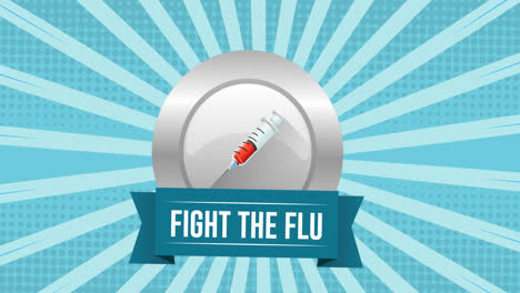 Digital-animation-of-fight-the-flu-text-banner-with-syringe-icon-on-blue-radial-background