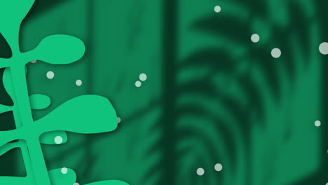 Animation-Von-Pflanzen-über-Blättern-Und-Fensterschatten-Auf-Grünem-Hintergrund